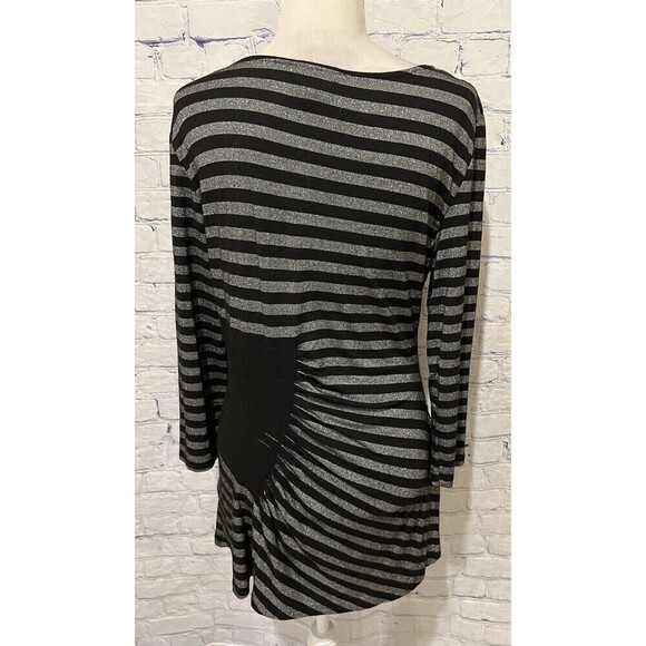 Beige By ECI Women's Striped Mini Dress, Black And Gray Stripes Size Large - Picture 4 of 7